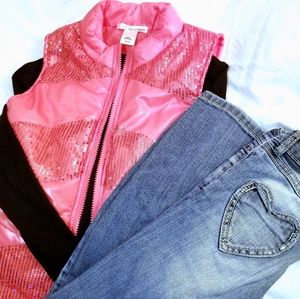 Girls Outfit Bundle - Vest, LS tee, Jeans